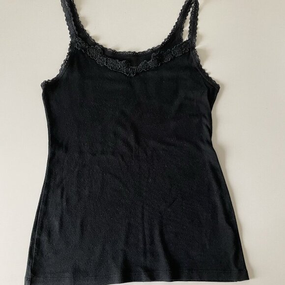 VTG Y2K Mossimo Tank Top Lace Trim Elaina Gilbert Bella Swan Long Black Size L - Picture 1 of 7